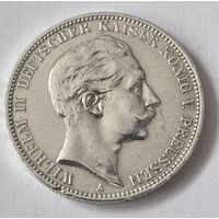 3 марки. 1912 год . Вильгельм II. Германия. Серебро