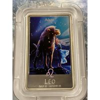 2 доллара 2011 год. Лев. Ниуэ. Серебро 999 пр. Цветная. Вес 31.1 гр. Пруф