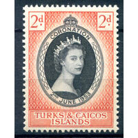 Британские колонии - Острова Теркс и Кайкос - 1953г. - коронация королевы Елизаветы II - 1 марка - полная серия, MLH [Mi 160]. #2-Bc-D-KS-7