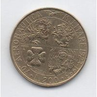 200 лир 1993 Италия 70 лет Военной Авиации