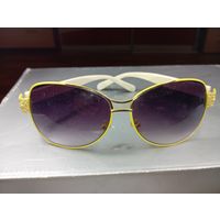 Очки в стиле Оверсайз с желтой оправой и градиентными линзами . Предсезонная распродажа Винтажных солнцезащитных очков с рубля !