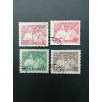 Польша 1949 Полная серия марок "Объединительный съезд крестьянского движения" (гашение без клея, следы наклеек) Mi.539-542 каталог 2.00 евро