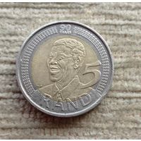 Werty71 Южная Африка ЮАР 5 ранд 2008 Нельсон Мандела 90 лет со дня рождения