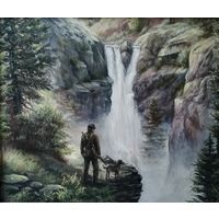 Картина маслом, "Горный водопад", 50x60 см. Богданец Н. Я.