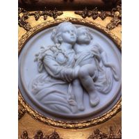 С 1 руб МАДОННА С МЛАДЕНЦЕМ Барельеф Бисквитный фарфор Багетная рама Лондон 1950-ые Редкость ! ОРИГИНАЛ !