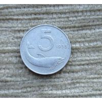 Werty71 Италия 5 лир 1955 Рыба Дельфин