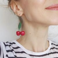 Вишни. Серьги ручной работы.