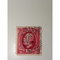 Марка Швеция 1891 год 10 эре с изображением короля Оскара II.
