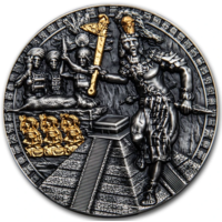 Ниуэ 5 долларов 2020г. "Воин Майя". Монета в капсуле; подарочной рамке - футляре; сертификат; коробка. СЕРЕБРО 62,20гр.(2 oz).