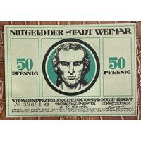 Нотгельд 50 пфеннигов 1921 год. Веймар,. Веймарская республика