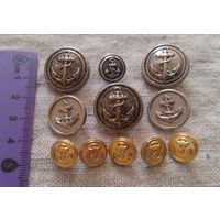С РУБЛЯ/шт. Микс красивых морских пуговиц. 11 шт. Привезёны из Швеции. Распродажа коллекции.