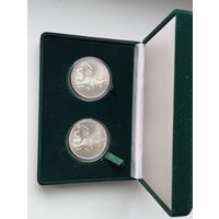 3 рубля 2009г.СПМД.Георгий Победоносец.Ag 999.унция . 2 шт.