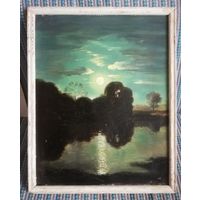 Картина маслом по картону, конец 80-х,художник неизвестен