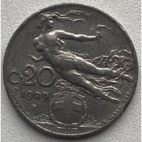 Италия 20 чентезимо 1909 г.