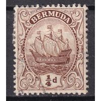 122.BrKCI. Великобритания. Колонии. Бермудские острова. Стандарт. Парусник Sea Venture. 1912 г. 1/4P. Mi.#34.