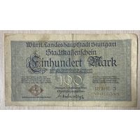 Банкнота 100000 марок 1922 год. Штутгарт. Веймарская республика. С рубля без МЦ.
