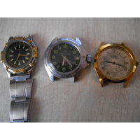 Часы. Командирские заводятся и идут. Желтый корпус - без стекла