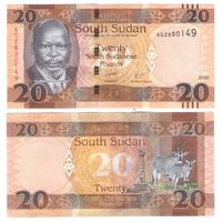 Южный Судан 20 фунтов 2016  год UNC