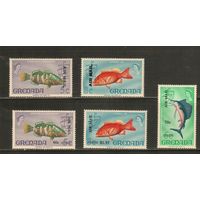 Гренада-1972(Мих.,454-467) , **  , Морская  Фауна,Рыбы, Надп.