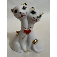 Статуэтка фарфоровая "Кошки" (коты, котики, котята) с позолотой (ВАЛЕНТИНКА) .   ДФЗ