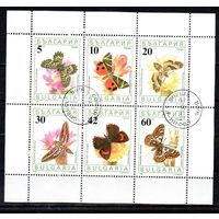Бабочки Болгария 1990 год серия из 6 марок в листе
