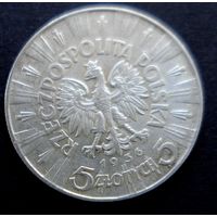 Монета. СЕРЕБРО Польша 5 злотых 1936 год.