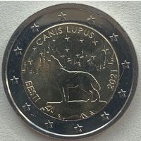 Эстония 2 евро 2021 г. Волк