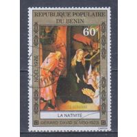[1744] Бенин 1976. Культура.Искусство. Живопись.Рождество. Гашеная марка.