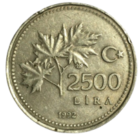 Турция 2.500 лир, 1992