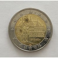 2 евро Германия 2010 Федеральная земля Бремен А
