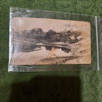 Немецкая открытка 1918 года, - местечко Бобр, вид через реку на церковь и костёл.