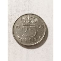 Нидерланды 25 центов 1950