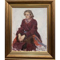 Козловский А.С "Портрет", 1956г. Холст на картоне, масло. Размер с рамой 39,5х45,5 см.