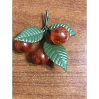 Брошь вишенки винтаж СССР