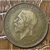Монета 1 пенни 1930 год. Великобритания. Король Георг V.