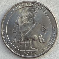 США 25 центов (квотер) 2013 г. P. Парк Маунт-Рашмор. Штат Южная Дакота