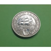 Германия. 3 рейхсмарки. 1927 год. Бремерхафен. Корабль. Веймар. Редкая, отличная! Серебро