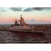 Почтовая карточка "Корвет пр. 20380. "Сообразительный выходит из Кронштадта. 30.07.2022"