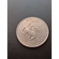 США 25 центов  2007 г. P - Вайоминг