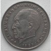 Германия 2 марки 1974 г. G. Конрад Аденауэр. 20 лет Федеративной Республике (1949-1969)
