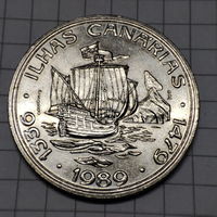 Португалия 100 эскудо 1989 года .Открытие Канарских островов.