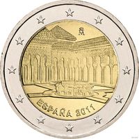 2 евро 2011 Испания Альгамбра в Гранаде UNC из ролла