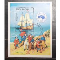 Никарагуа. 1984 год. Флот. Парусники. История мореплавания. Блок (949)