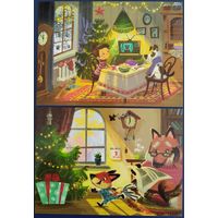 Новогодняя и рождественская открытки. Худ. А.Чернышова. Белорусь. 2017 г.