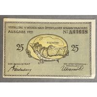 Нотгельд 25 пфеннигов 1921 год. Плен. Веймарская республика.