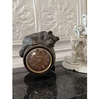 Каминные часы Молния Медведь на бочке СССР на ходу