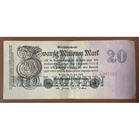 Банкнота 20 миллионов марок 1923 год. Веймарская республика