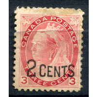 Британские колонии - Канада - 1899г. - королева Виктория, надпечатка 2 с на 3 с - 1 марка - MH [Mi 76]. #3-WB-80-A-1