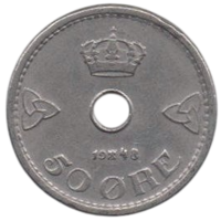 Королевство Норвегия. 50 эре 1948.