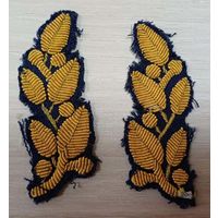 Шитье в виде 5 лавровых листьев золотистого цвета для воротника пиджака высшего начальствующего состава железной дороги.